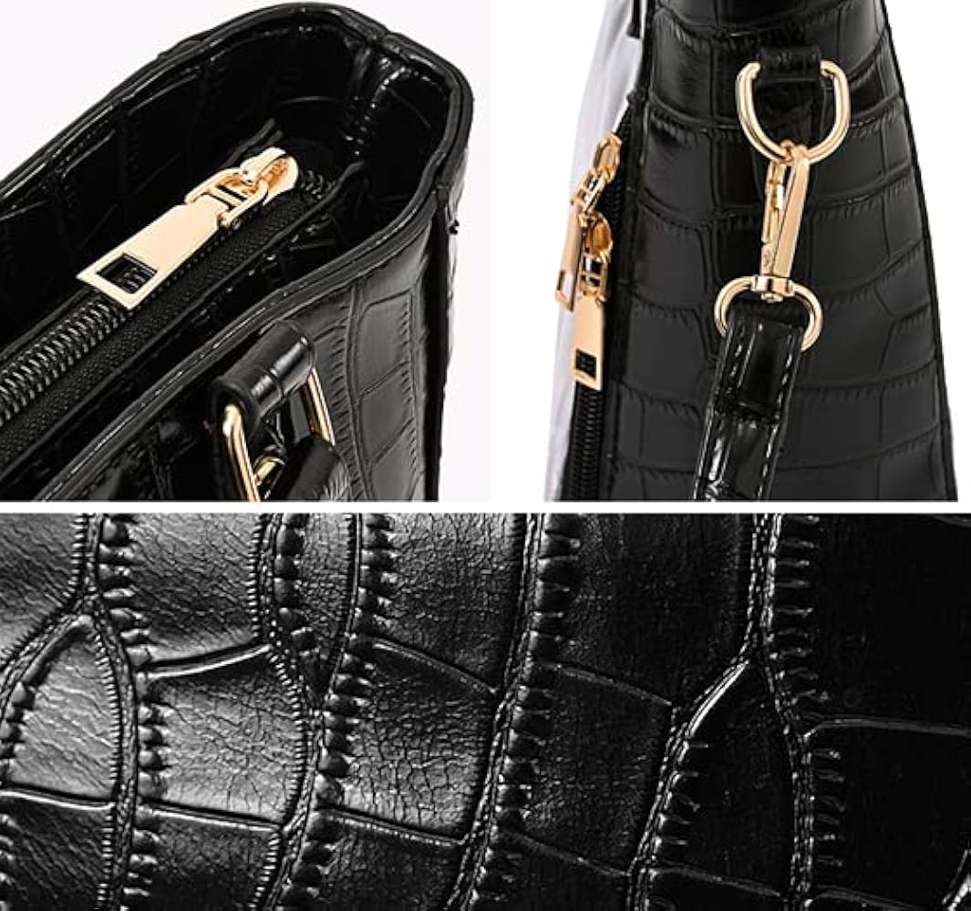 ♡早い者勝ち♡EVRIS クロコダイル風小型バッグ EVRIS クロコワイドショルダーミニBAG（ブラック） -靴